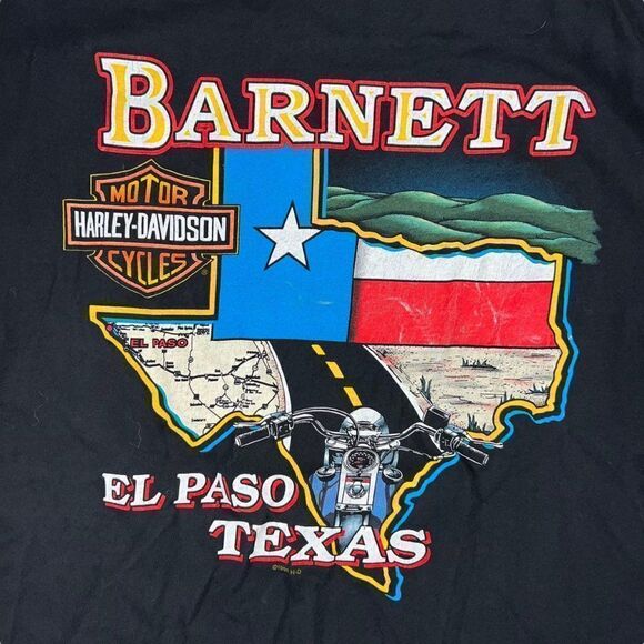Vintage 1998 Harley Davison Embroidered So Many Miles El Paso Texas Tee Men's L - Picture 5 of 6